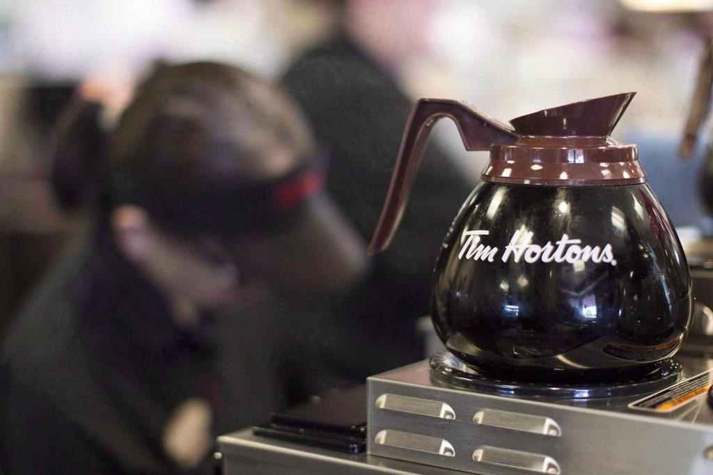 FILE: Freshly-brewed coffee sits on a hot plate in a Tim Hortons outlet in Oakville, Ont. on Sept.16, 2013.  