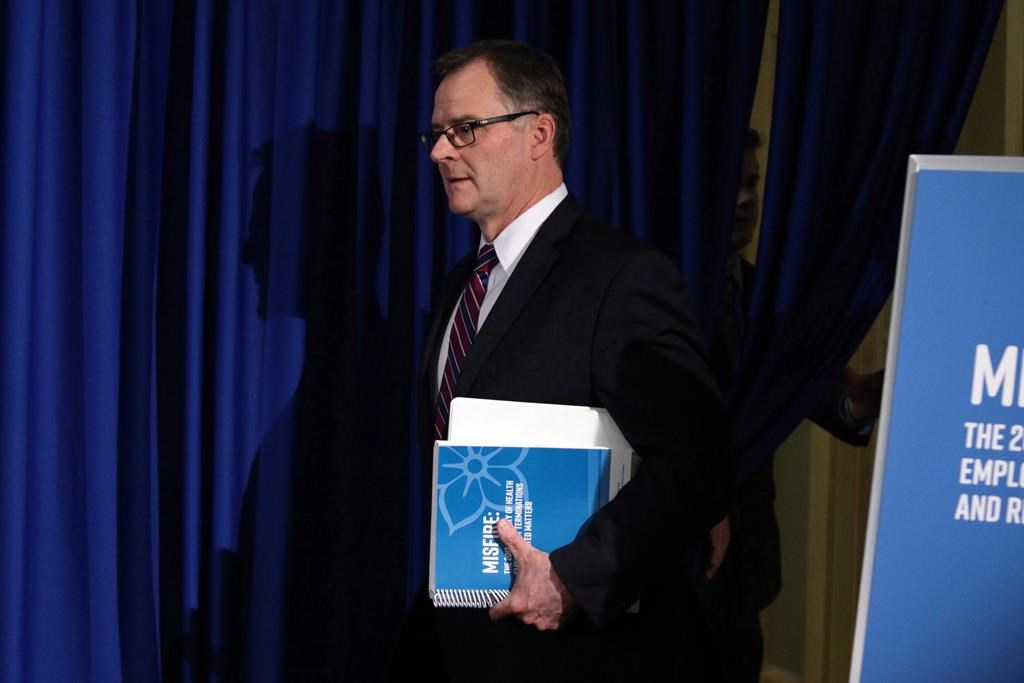 Ombudsperson Jay Chalke arrives to speak to media during a press conference in Victoria, B.C., on Thursday, April 6, 2017. Chalke says the Ministry of Children and Family Development's "neglect" of fixing serious issues with the practice of isolating youth in provincial correctional facilities is an "embarrassment." THE CANADIAN PRESS/Chad Hipolito.