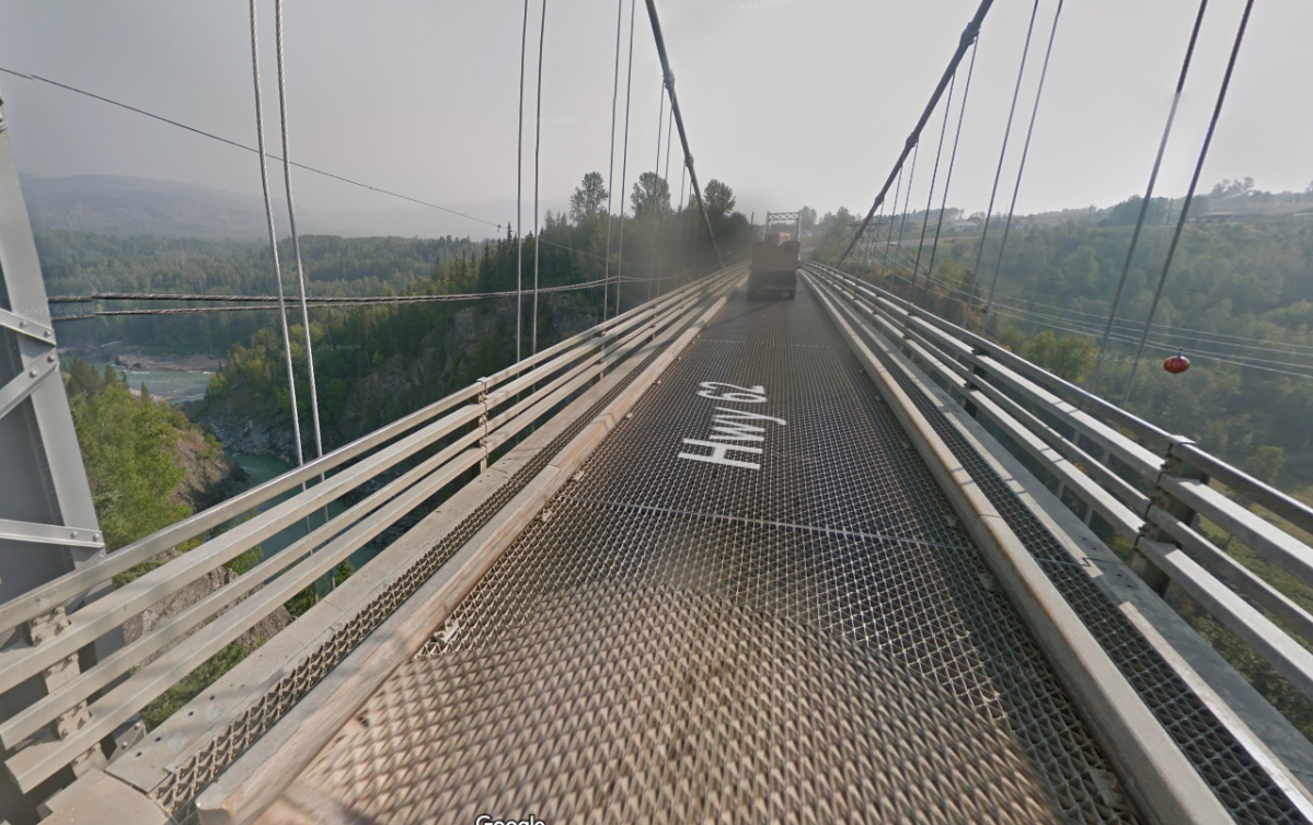 A view of Hagwilget Bridge and its rugged surrounding areas. It’s believed Spencer Edouard Oliver went rock climbing near the bridge.