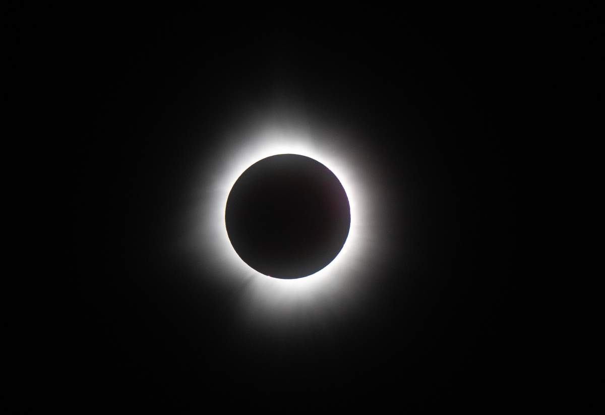 The totality phase of a total solar eclipse is seen at Parc Jean Drapeau in Montreal on Monday. THE CANADIAN PRESS/Ryan Remiorz
