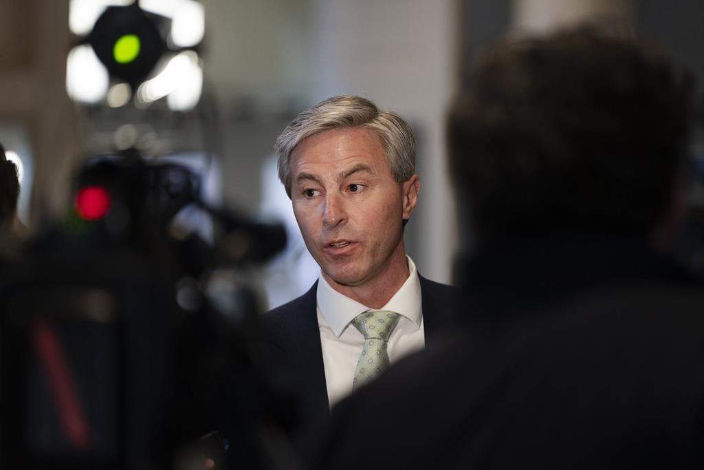 Today voters in the rural Nova Scotia electoral district of Pictou West will take to the polls in a riding that voted decisively Tory in the 2021 provincial election. Nova Scotia Premier Tim Houston speaks to reporters at the Nova Scotia legislature in Halifax, Thursday, Feb. 29, 2024. THE CANADIAN PRESS/Darren Calabrese.