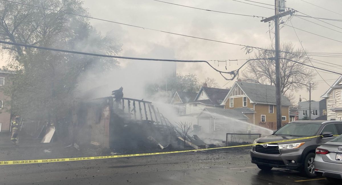 A spokesperson for Edmonton Fire Rescue Services told Global News that firefighters were called to a blaze in the area of 106th Avenue and 110th Street at about 6:50 a.m. on Monday.