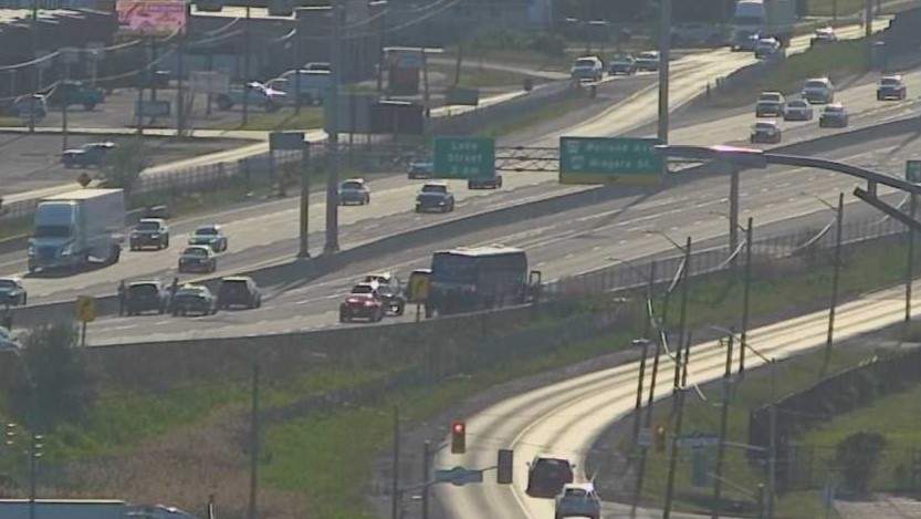 A collision prompted the closure of all Toronto-bound lanes of the QEW at Glendale in St. Catharines Friday.