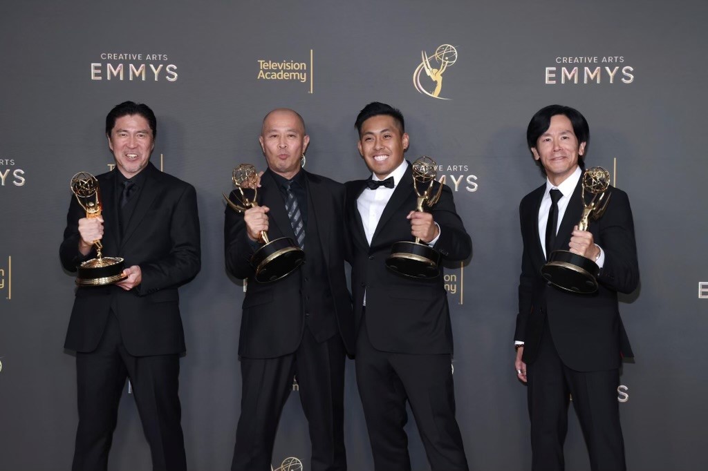 Martin Cochingco and his teammates pose for a photo at the Emmys.