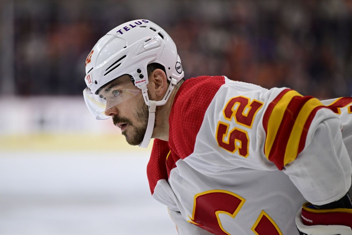 Calgary Flames' MacKenzie Weegar in action during an NHL hockey game against the Philadelphia Flyers, Saturday, Jan. 6, 2024, in Philadelphia.