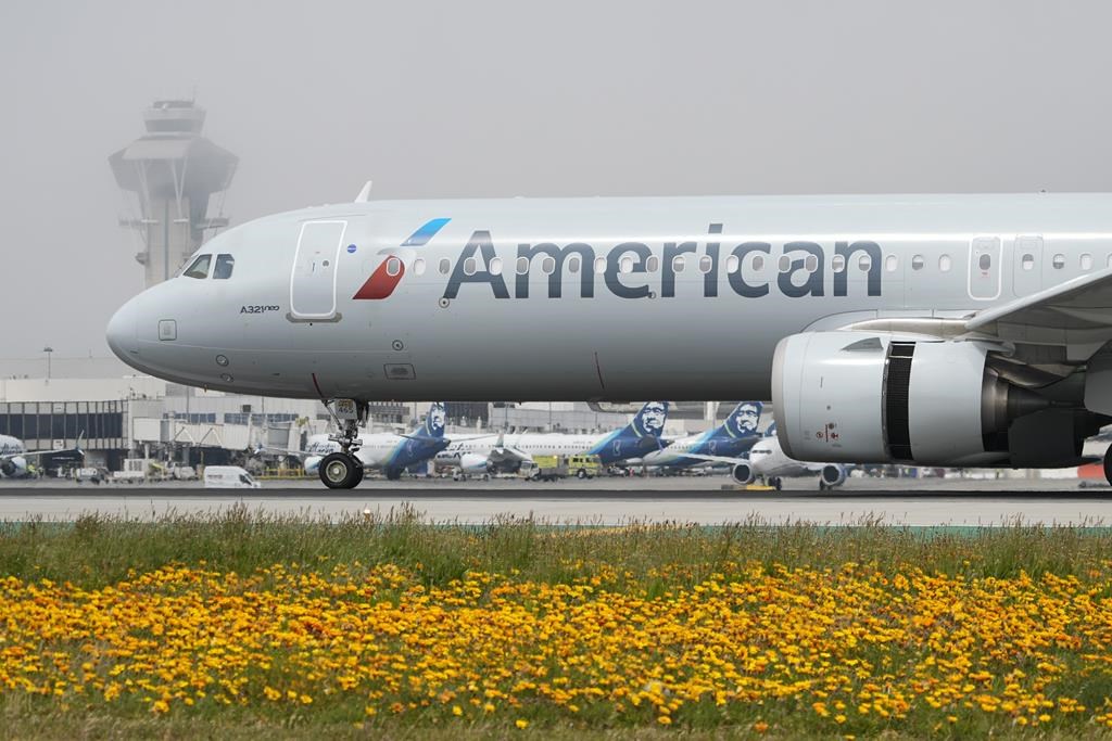 FILE: An American Airlines jet taxis at the Los Angeles International Airport in Los Angeles on April 12, 2024.