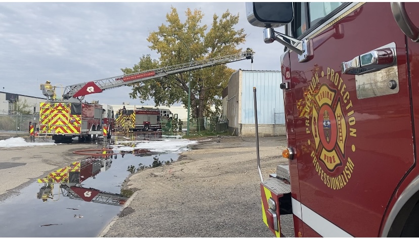 A vacant building on Albert Street North in north Regina caught fire on Sunday, Oct. 13, 2024.