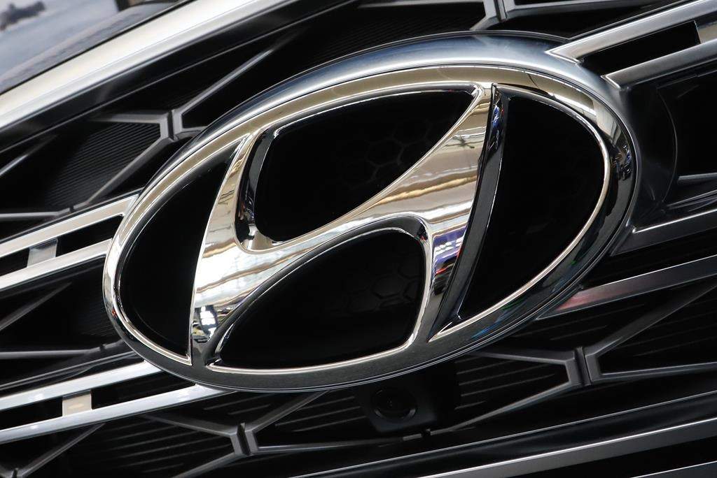 FILE - The front grill of a 2020 Hyundai Palisade is on display at the 2020 Pittsburgh International Auto Show, Feb. 13, 2020, in Pittsburgh. 