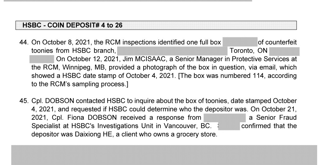 RCMP report exceprt on HSBC lapse