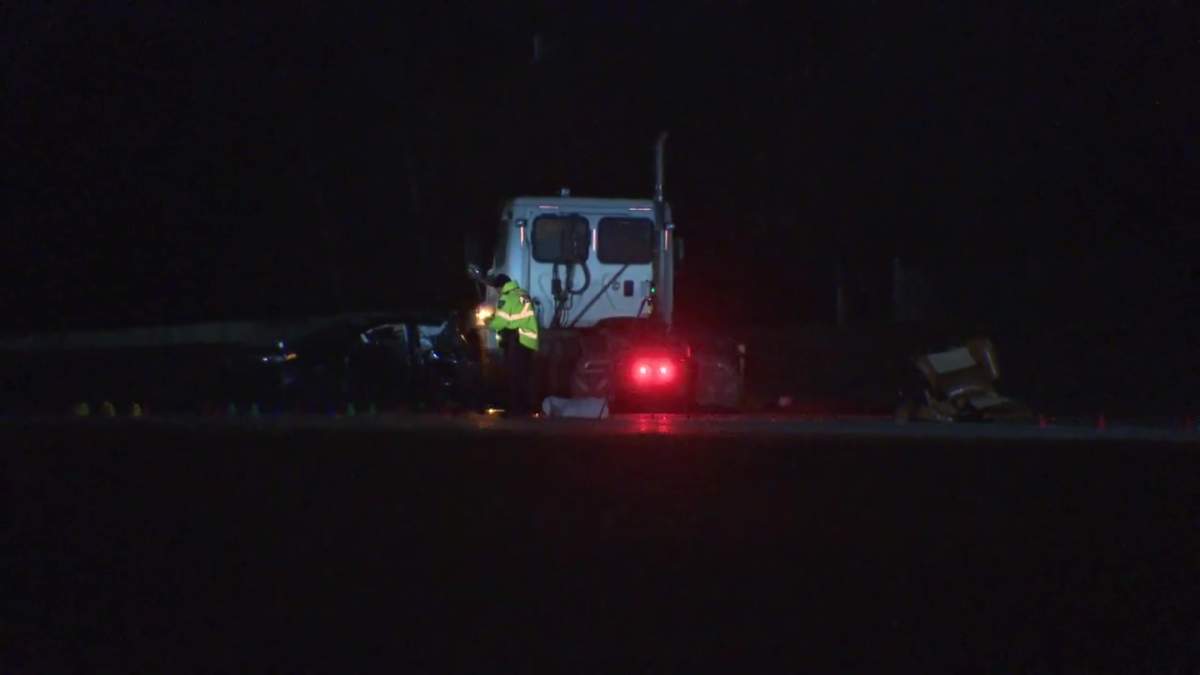 The scene of a serious crash on Yellowhead Trail near Winterburn Road in west Edmonton on Wednesday, Nov. 7, 2024.