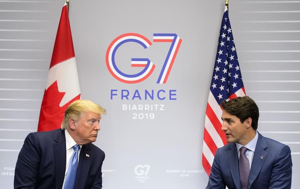 Prime Minister Justin Trudeau takes part in a bilateral meeting with U.S. President Donald Trump during the G7 Summit in Biarritz, France on August 25, 2019. In June 2025, Canada's new Prime Minister will host the G7 Summit in Alberta's Kananaskis Country, west of Calgary.