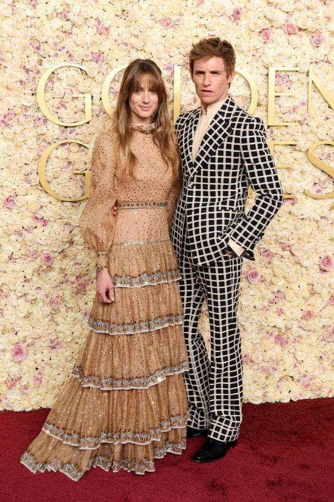 Hannah Bagshawe and Eddie Redmayne attend the 82nd Annual Golden Globe Awards at The Beverly Hilton on January 05, 2025 in Beverly Hills, California.