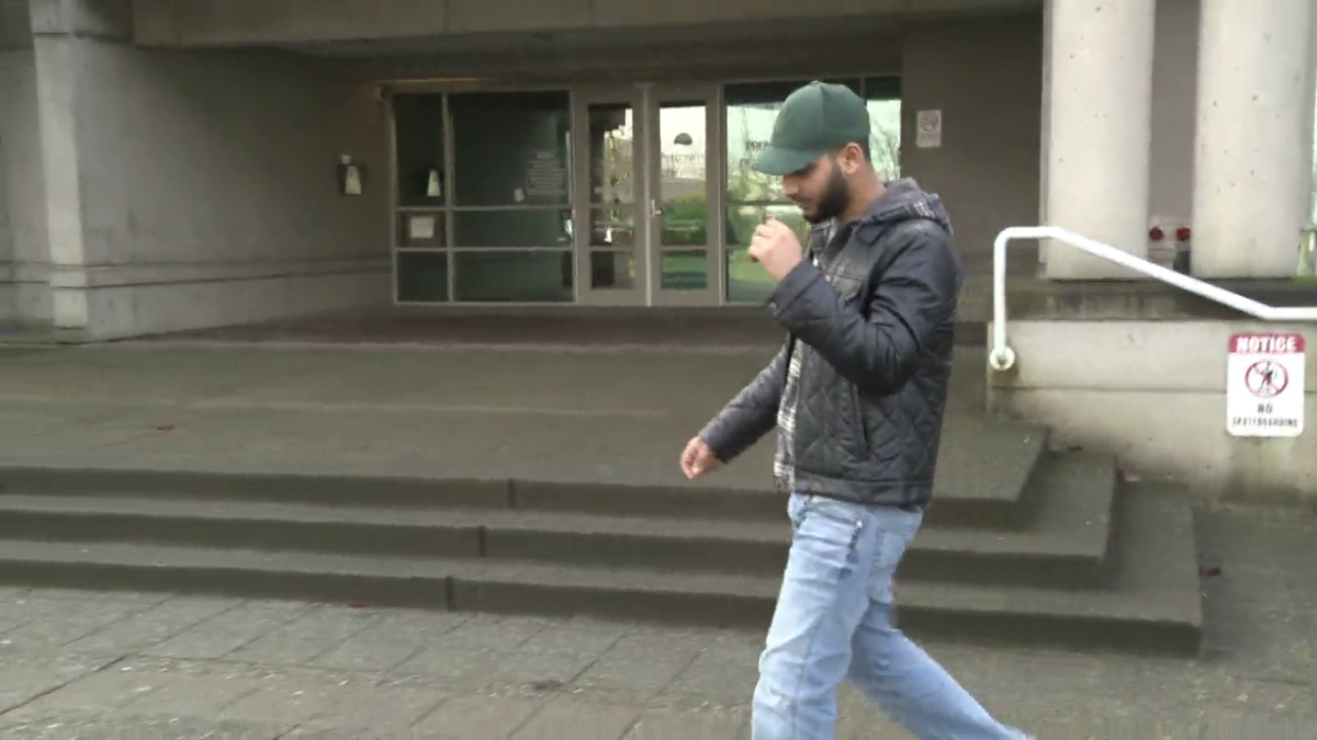 Gaganpreet Singh exits the Surrey Provincial Court on Monday, Jan. 6, 2025.