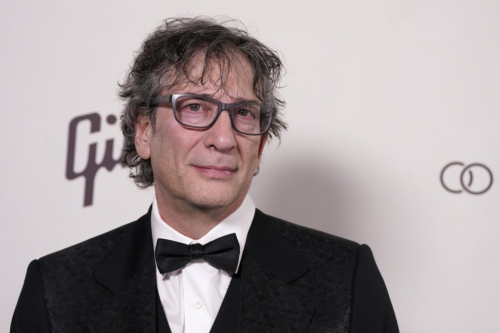 Neil Gaiman arrives at the Art of Elysium Heaven Gala on Jan. 6, 2024, at The Wiltern Theater in Los Angeles.