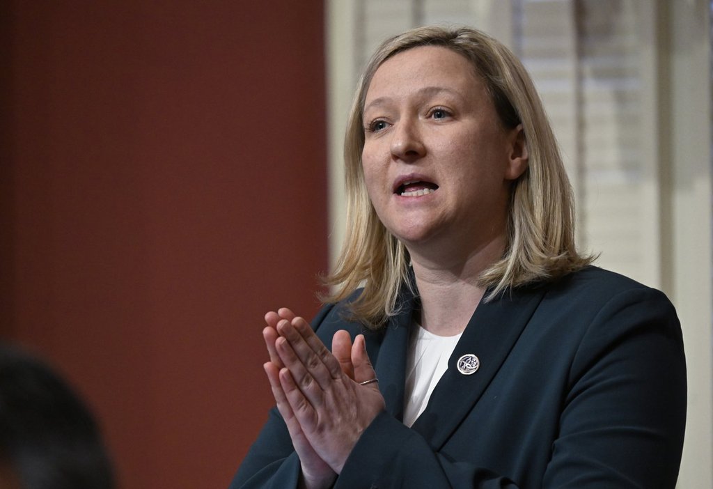 Quebec Minister of Natural Resources and Forests Maïté Blanchette Vézina responds to the Opposition at the legislature in Quebec City, Feb. 4, 2025. THE CANADIAN PRESS/Jacques Boissinot.