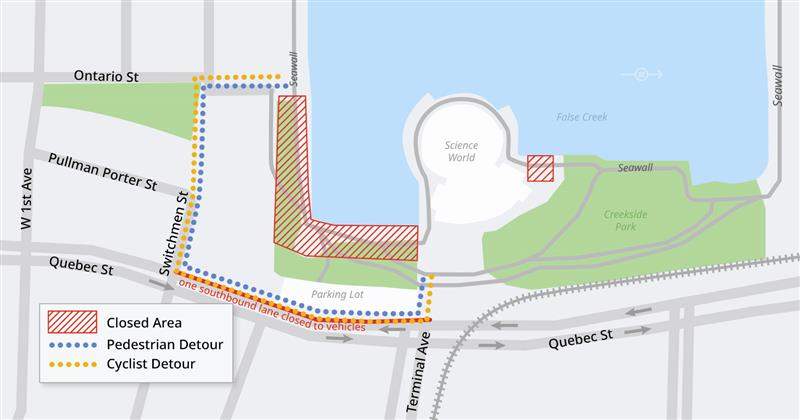 The temporary detour that was put in place in February when the Expo Deck was abruptly closed for safety reasons.