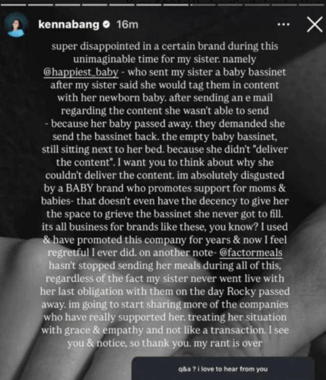 A screenshot of Kenna Bangerter's Instagram Stories.