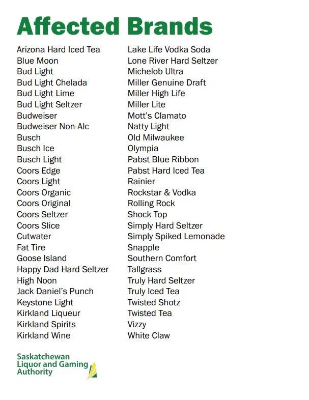Over 50 brands will be leaving Saskatchewan store shelves.