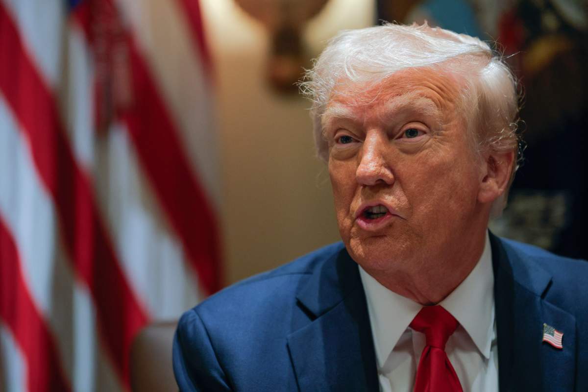 President Donald Trump speaks during a Cabinet meeting at the White House in Washington, Tuesday, Feb. 26, 2025.