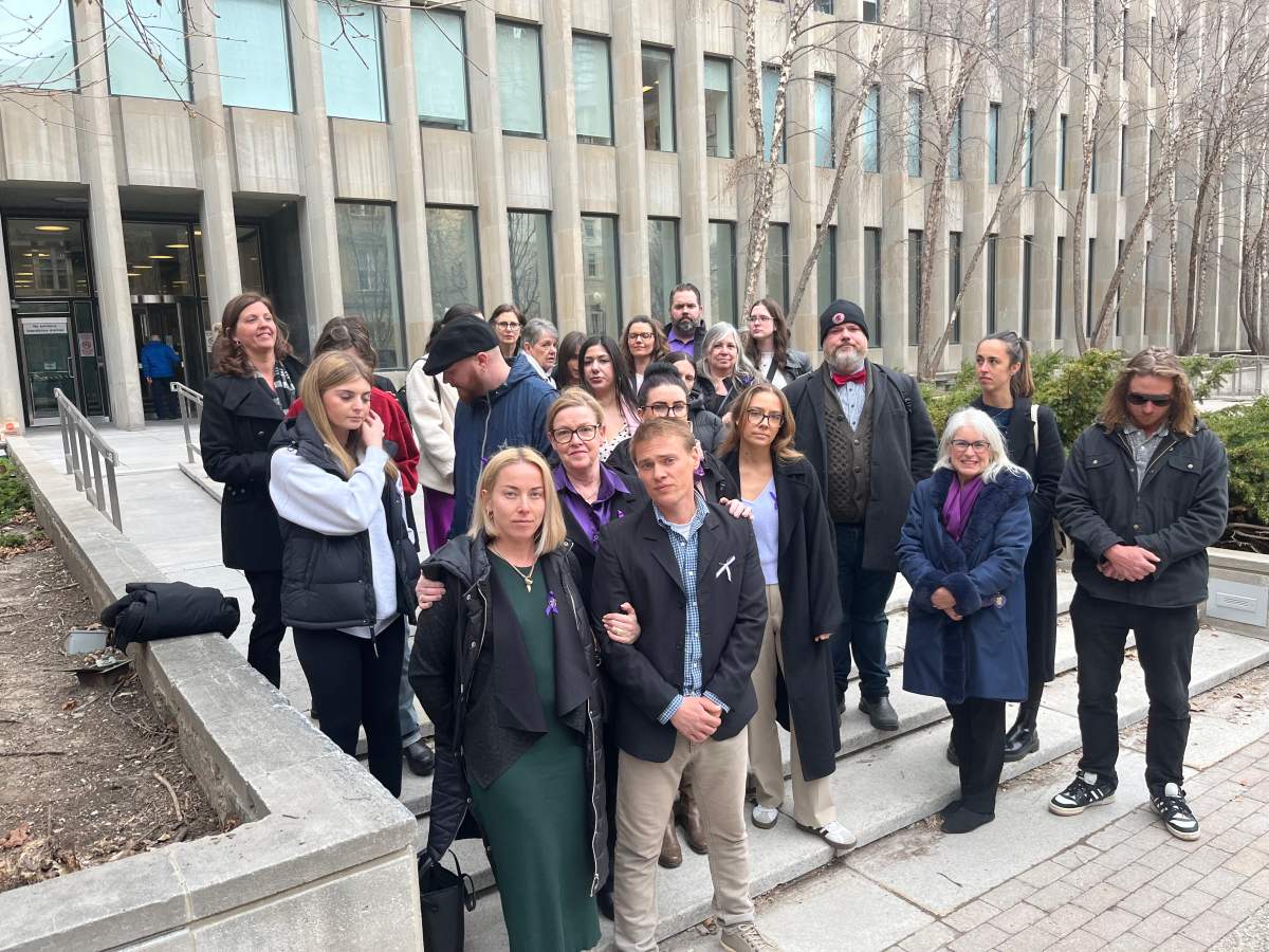 Brittany Doff’s family and friends outside court.