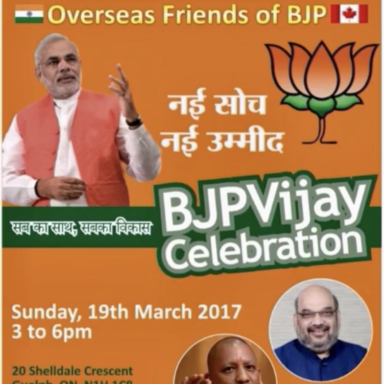 Poster showing Indian Prime Minister Narendra Modi (top left) and right-hand man Ahmit Shah (bottom right), whom Canada accuses of approving an assassination in Surrey, B.C.
