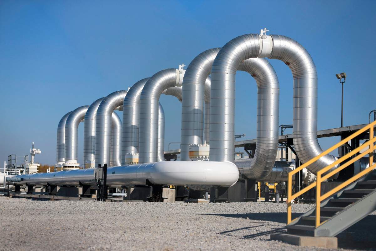 A pump station seen at the terminus of the Keystone pipeline in Steel City, Nebraska in this file photo from November 2015.