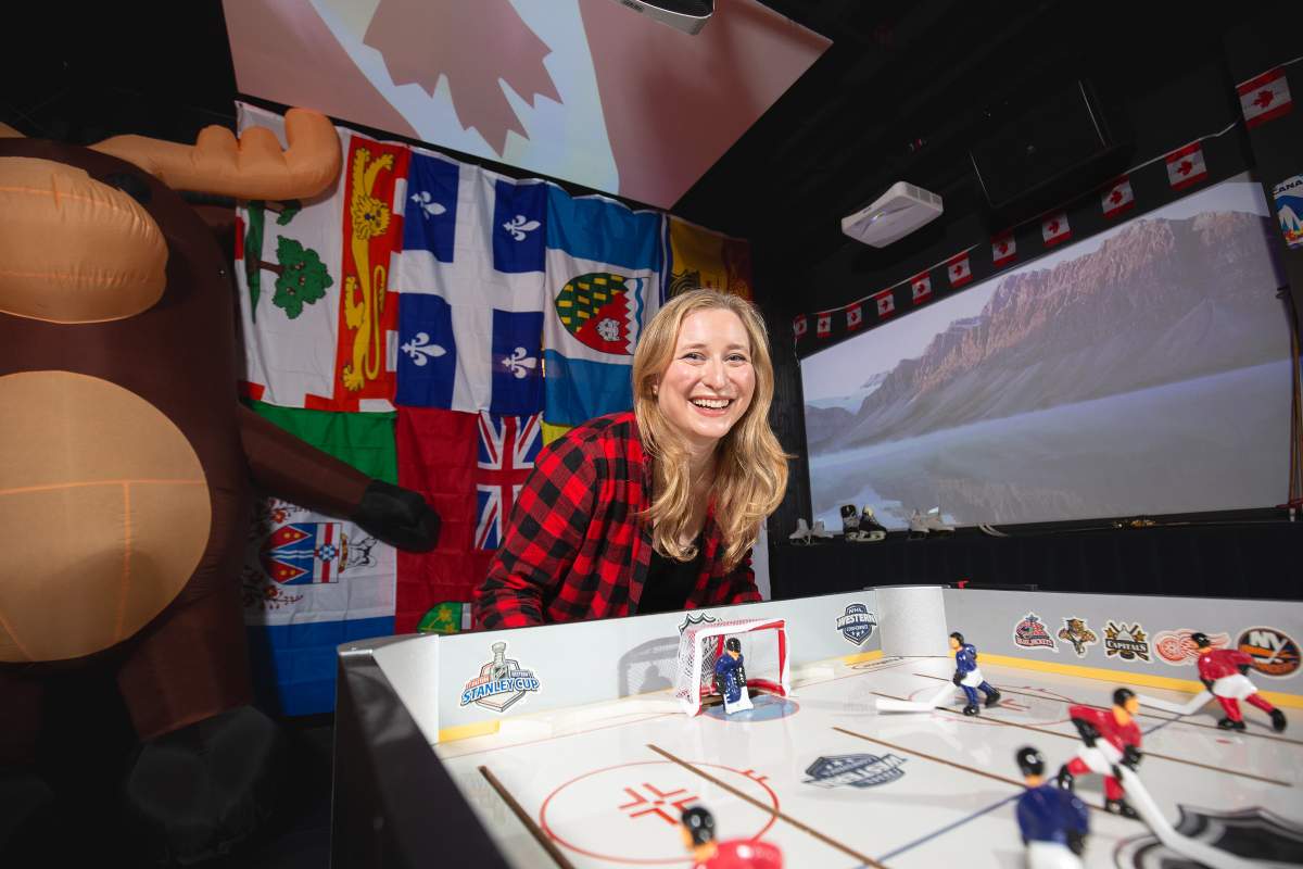 Co-owner Jessica Langer Kapalka poses for a portrait at Grizzly Bar, a new Canadiana-themed bar in Toronto, Saturday, April 5, 2025.
