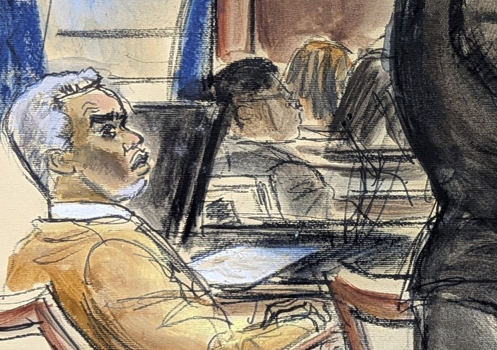 Sean 'Diddy' Combs looks on as lawyer Nicole Westmoreland cross examines Dawn Richard during Combs' sex trafficking and racketeering trial in Manhattan federal court, Monday, May 19, 2025, in New York.
