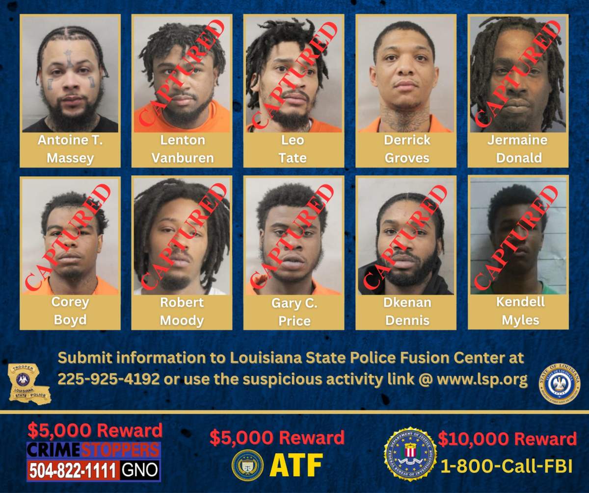 On May 26, 2025, three of the remaining fugitives were taken into custody this afternoon.