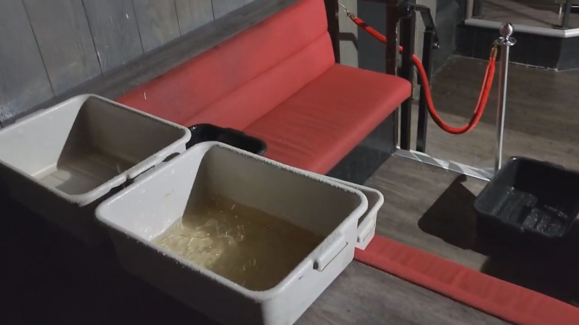 Water damage at the Aura nightclub. 