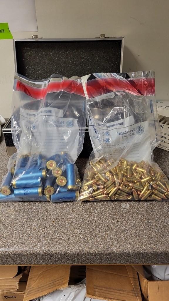 May 1: found on the first day of outbound search at Pac Hwy. 33 rounds of 12 gauge and 281 rounds of 9 mm ammunition on a Nexus Traveler departing the U.S. Person lost Nexus privileges.