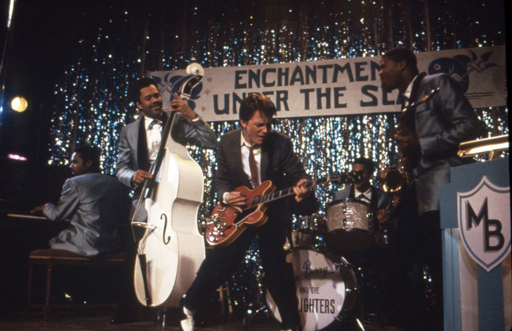 Michael J. Fox on the set of "Back to the Future". 