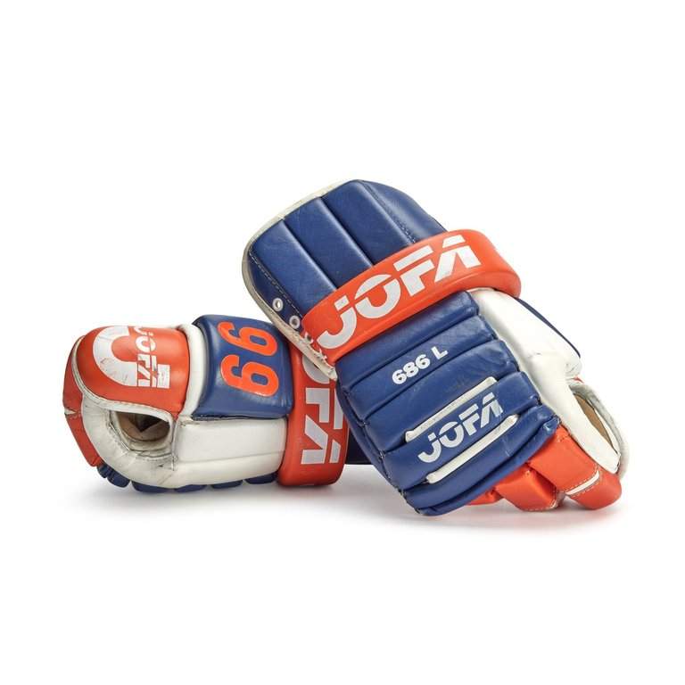A pair of gloves worn by Wayne Gretzky, as shown in this handout photo, during last Stanley Cup run with the Edmonton Oilers is going up for auction.