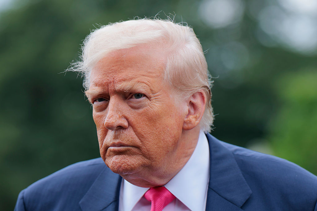 U.S. President Donald Trump speaks to the media as he departs the White House on July 15, 2025 in Washington, DC.
