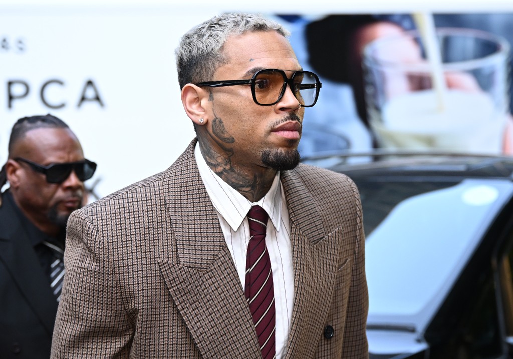 Chris Brown arrives at Southwark Crown Court on July 11, 2025 in London, England.