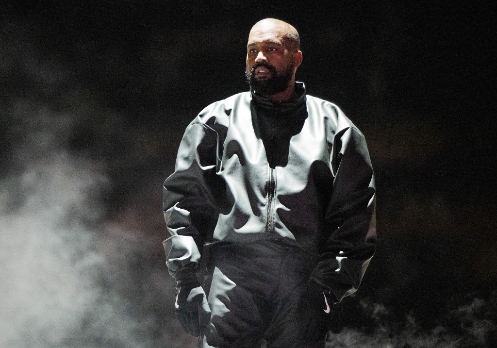 Rapper Kanye West performs onstage during the "Vultures 1" playback concert during Rolling Loud 2024 at Hollywood Park Grounds on March 14, 2024 in Inglewood, California.