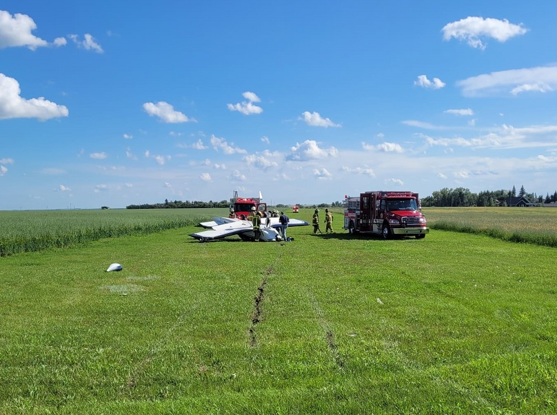 The scene of a small plane crash in Linden, Ab., about an hour northeast of Calgary on Tuesday.