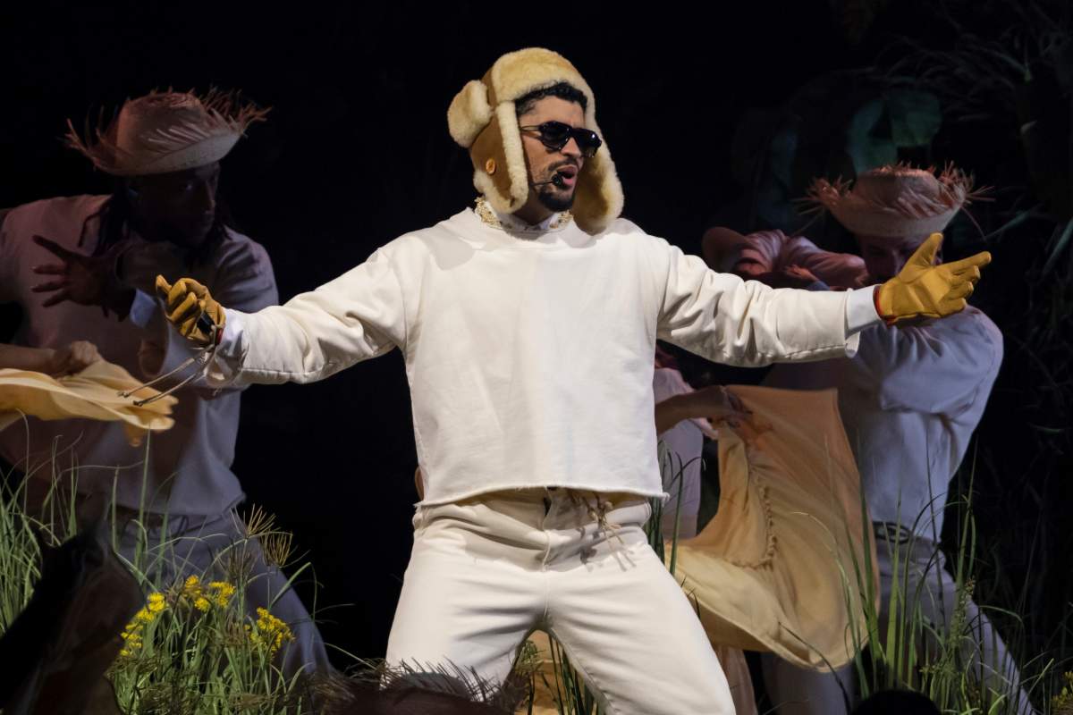 Bad Bunny performs during the final concert of his summer residency in his homeland at the Coliseo de Puerto Rico Jose Miguel Agrelot, in San Juan, Puerto Rico, Saturday, Sept. 20, 2025.