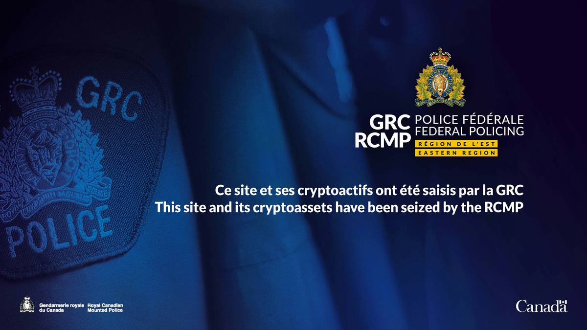 A warning message posted on the cryptocurrency exchange platform TradeOgre reads: 'This site and its cryptoassests have been seized by the RCMP,' according to a screenshot shared by the RCMP on Sept. 18, 2025.