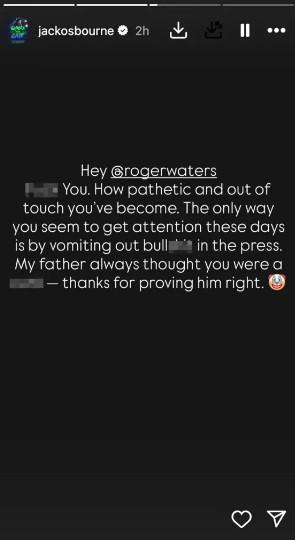 A screenshot of Jack Osbourne's Instagram Stories.