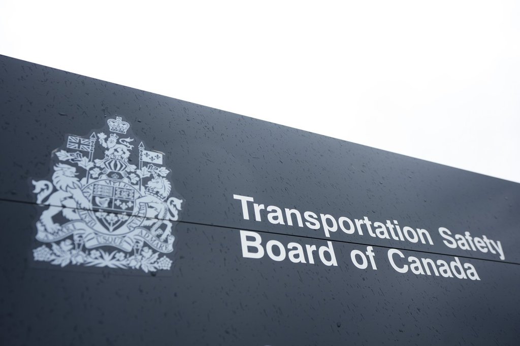 Transportation Safety Board of Canada signage is seen outside TSB offices in Ottawa, Monday, May 1, 2023. 