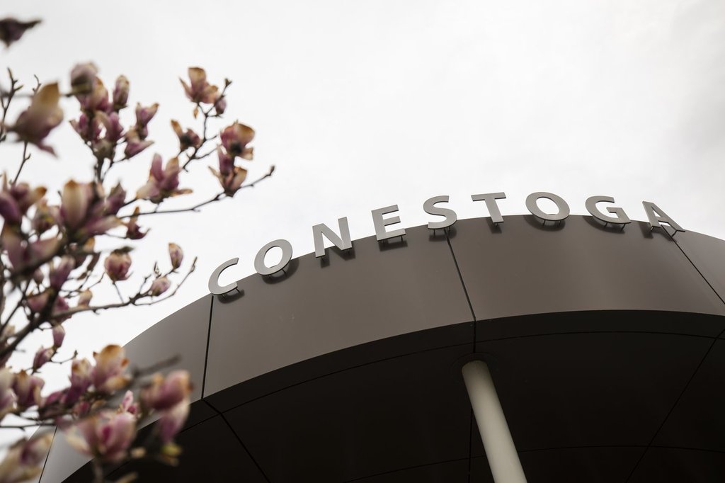 Conestoga College campus is seen, in Kitchener, Ont., on Saturday, April 27, 2024. THE CANADIAN PRESS/Nick Iwanyshyn.