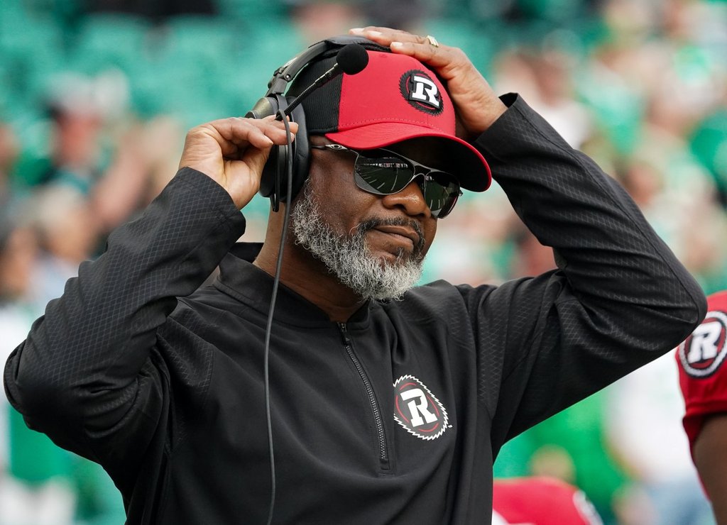 Ottawa Redblacks head coach Bob Dyce looks on before CFL football action against the Saskatchewan Roughriders in Regina, on Thursday, June 5, 2025. THE CANADIAN PRESS/Heywood Yu.