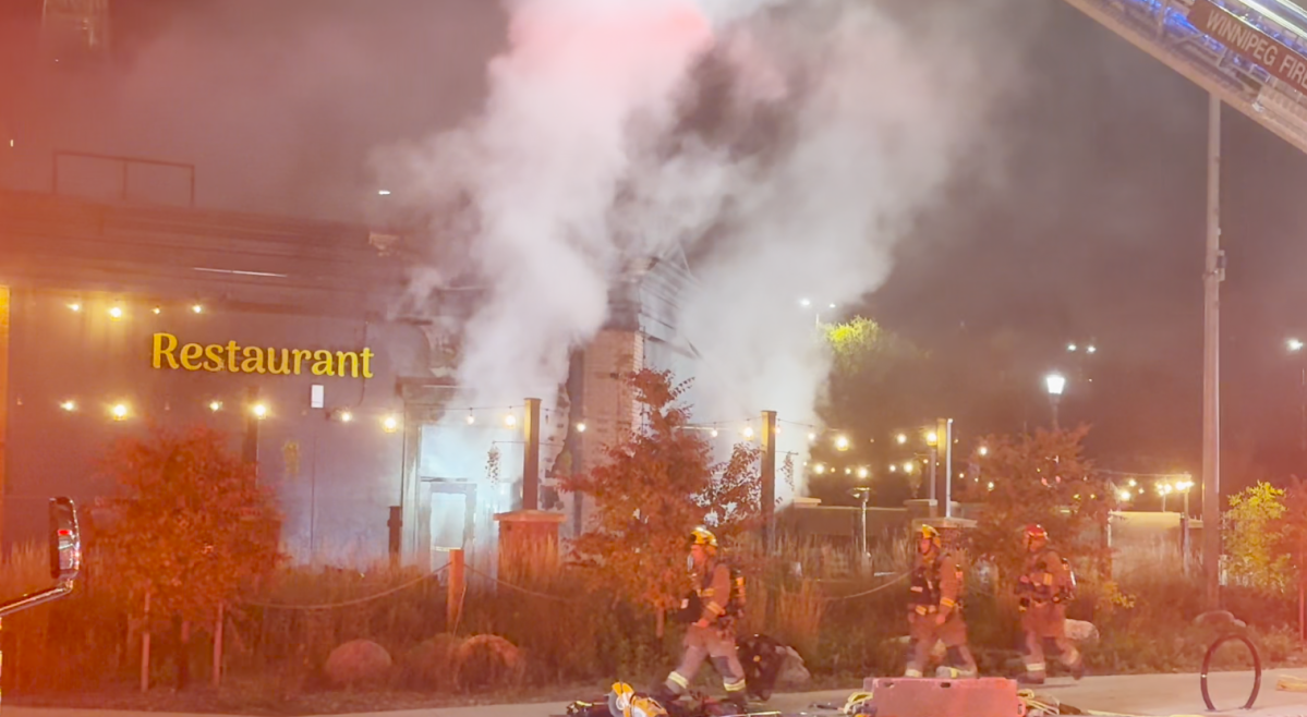Winnipeg firefighters at a downtown blaze early Thursday morning.