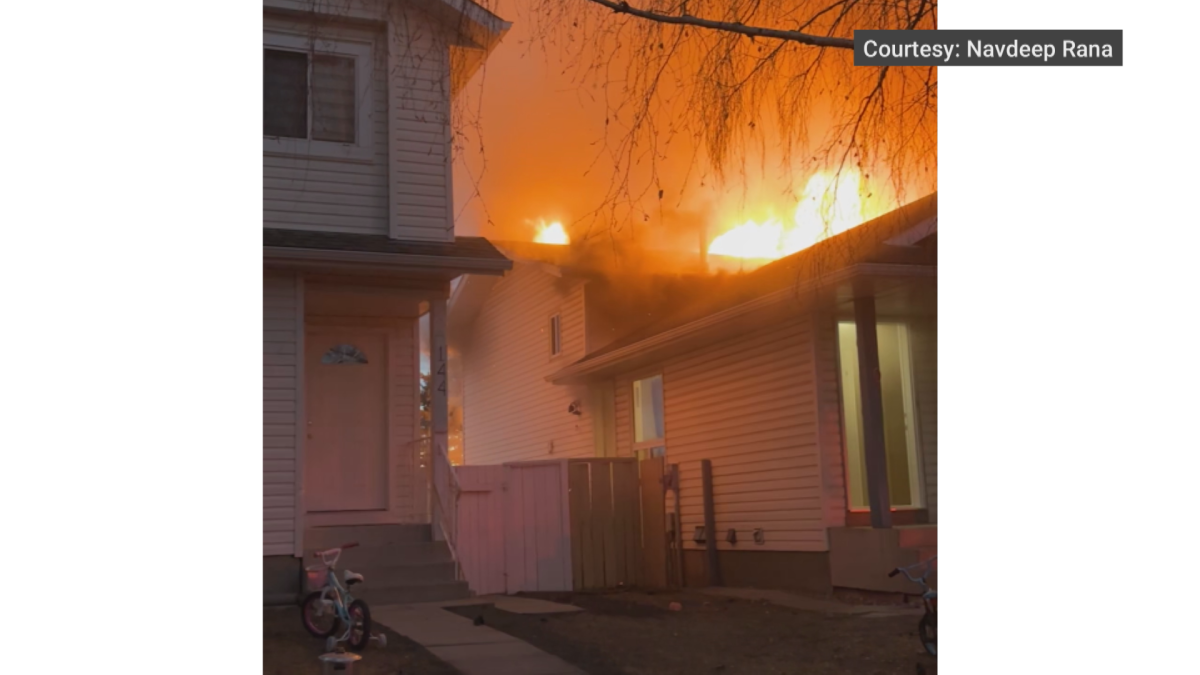 A house on fire.