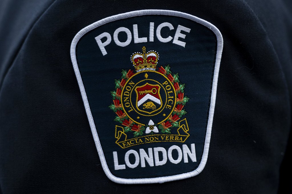 A London Police Service logo is seen in Ottawa, on Sunday, Sept. 28, 2025. 