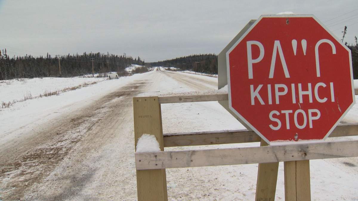 The checkpoint at the entrance of Nisichawayasihk Cree Nation.