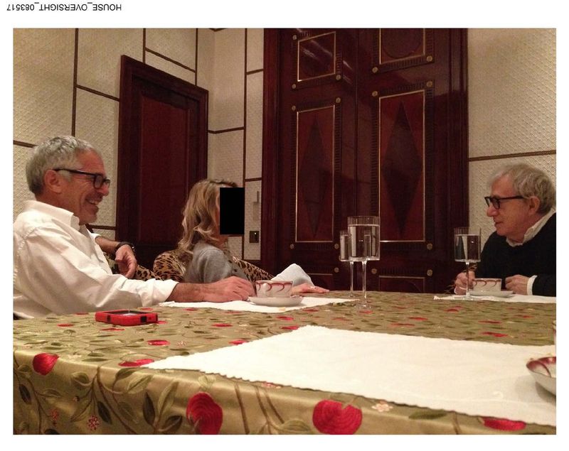 Epstein, Bill Gates and an unidentified woman sit round a table.