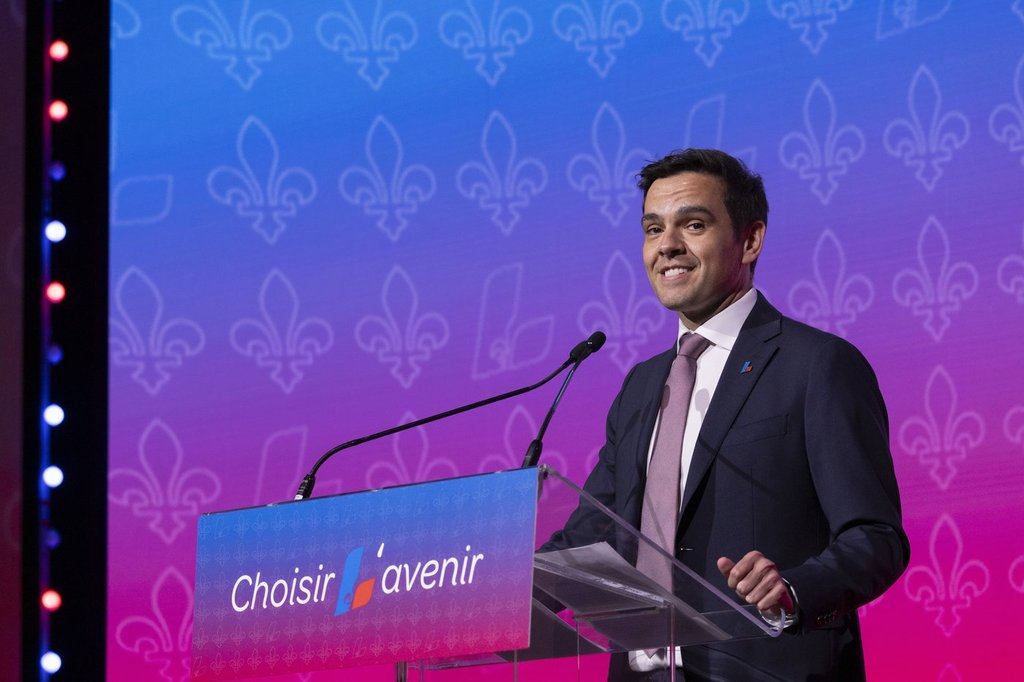 Quebec Liberal Party leadership candidate Charles Milliard gives a speech at the party's leadership conference in Quebec City, Saturday, June 14, 2025. 