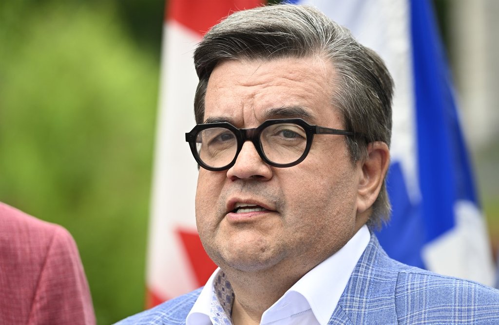 Former MP and Montreal mayor Denis Coderre speaks at a news conference, Friday, June 21, 2024  in Quebec City. THE CANADIAN PRESS/Jacques Boissinot.